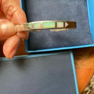 Silver 925 Bracelet with Lab Created Opal Inlay